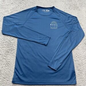 Reel Life Sun Defender Lightweight Tee Mens M Blue LS Performance‎ Shirt UPF50